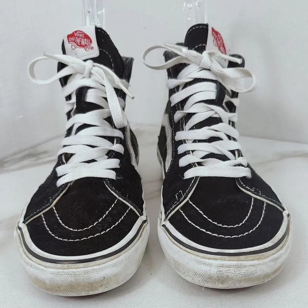 Vans Sk8-Hi Black White High Top Skate Shoes Sneakers, 8(M) 9.5(W)